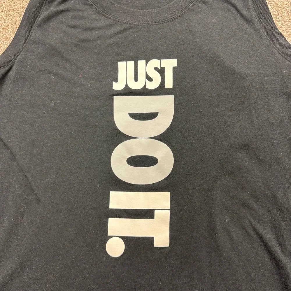 Nike Tank Top Womens Large Black Just Do It Scoop Neck Workout Gym Running Yoga